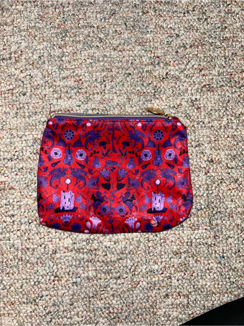 Red Floral Pattern Zip Pouch